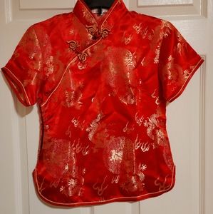 Silk Cheongsam shirt and skirt